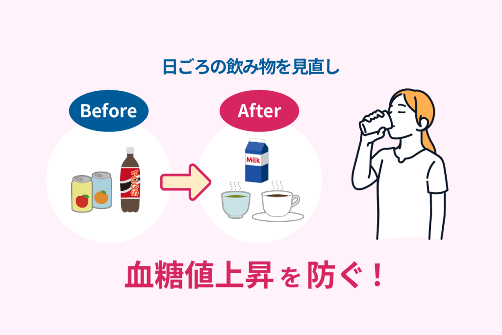 日ごろの飲み物を見直し血糖値上昇を防ぐ