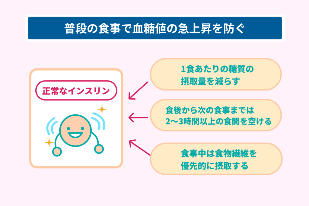 普段の食事で血糖値の急上昇を防ぐ